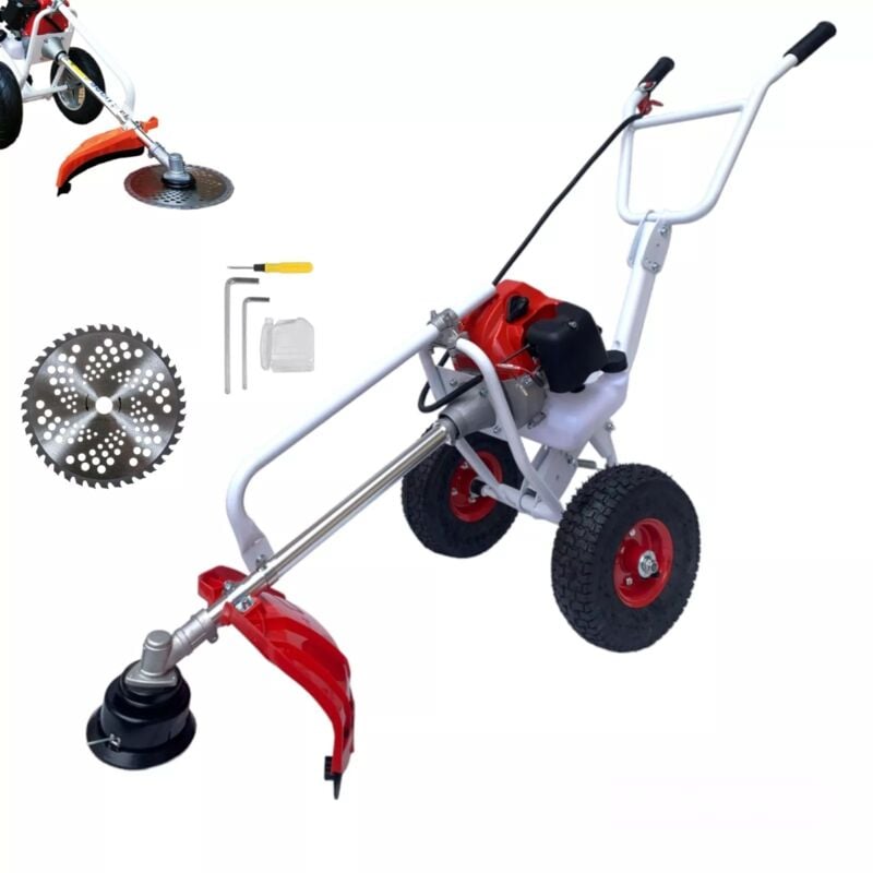 foto del prodotto shopping in rete decespugliatore a scoppio 63cc 2hp 2 tempi con ruote a carrozzella carrellato