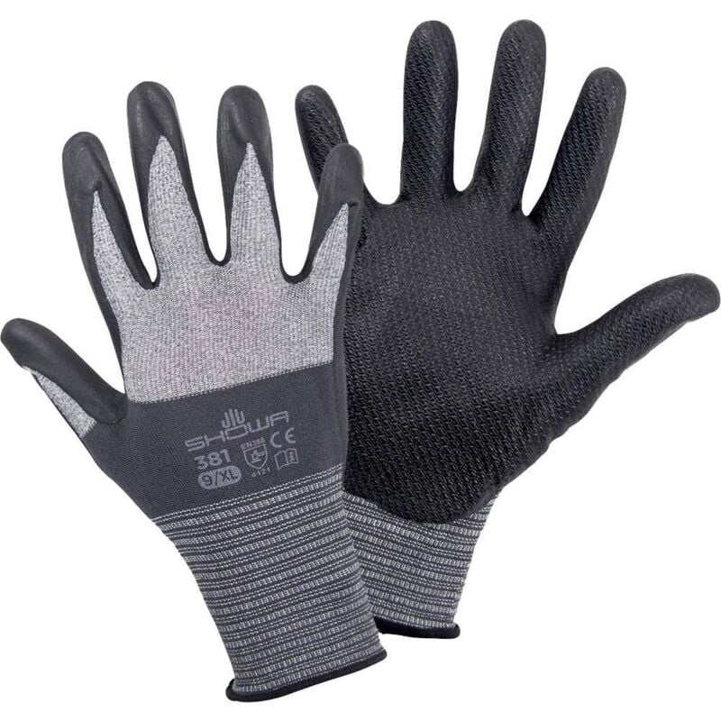 foto del prodotto showa 381 gr.xl 4704 xl fibra di spandex, nitrile guanto per meccanica e assemblaggio taglia guanti 9, xl en 388 cat