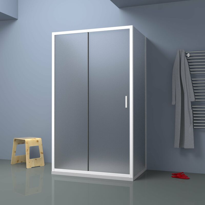 foto del prodotto showerdesign box doccia tokyo porta scorrevole rettangolare 3 lati 140x70x70 cm altezza 200 cm cristallo 6 mm bianco opaco