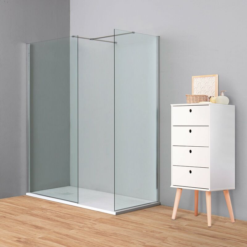 foto del prodotto showerdesign - doccia walk-in angolare berlino 140x90 cm cristallo trasparente cromo 90 90