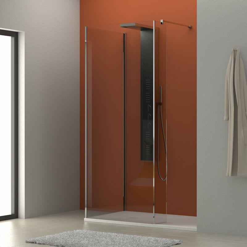 foto del prodotto showerdesign doccia walk in angolare con paraschizzi helsinki 80x110 cm cristallo 8mm con pellicola sicurezza 80 110 25 