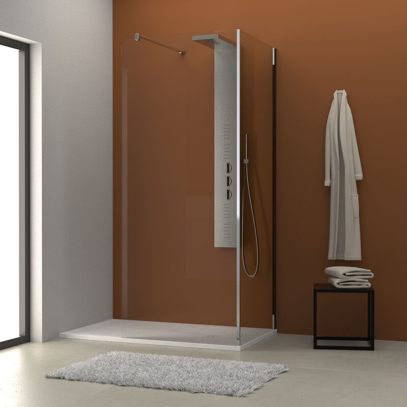 foto del prodotto showerdesign doccia walk in angolare helsinki 80x80 cm cristallo 8mm con pellicola sicurezza