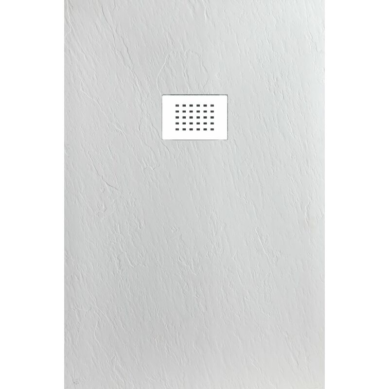 foto del prodotto showerdesign piatto doccia carrara 120x80 cm resina minerale alto 3 cm effetto pietra, bianco opaco