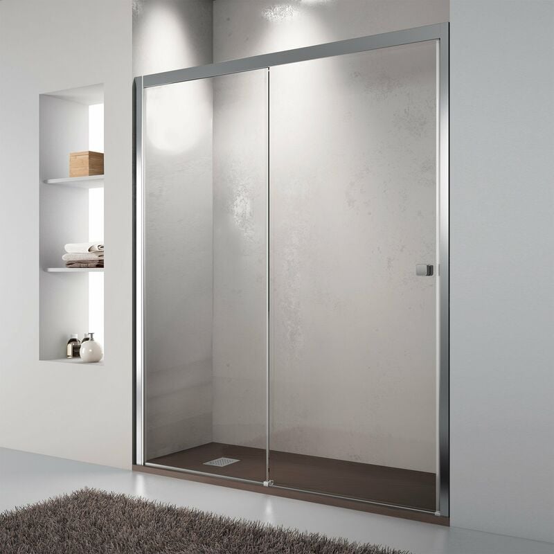 foto del prodotto showerdesign - porta doccia mosca scorrevole a nicchia 160 cm altezza 200 cm cristallo 8 mm