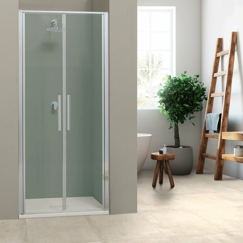 foto del prodotto showerdesign porta doccia oslo saloon a nicchia 100 cm altezza 200 cm cristallo 6 mm