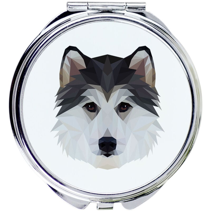 foto del prodotto siberian husky, siberian husky specchio con foto e scritta geometrica di art dog