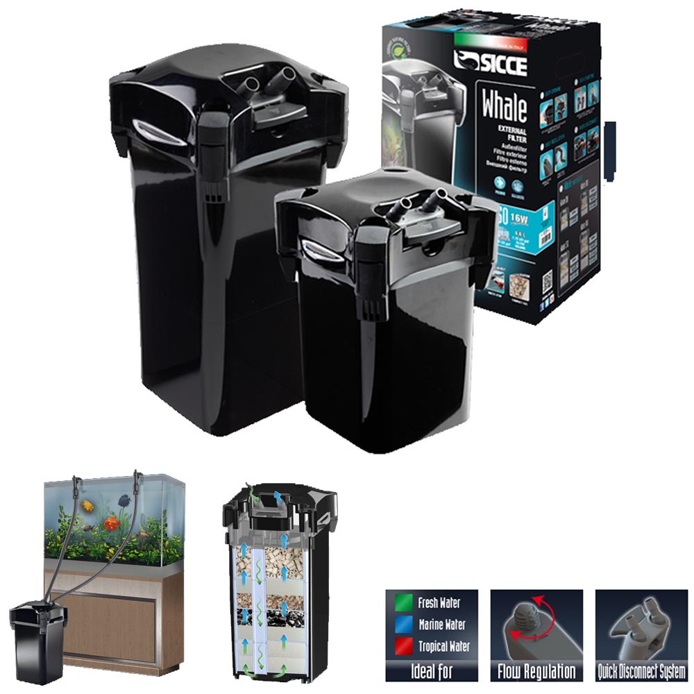 foto del prodotto sicce filtro esterno whale black per acquari da 40 a 120 l professionale 540 litri h