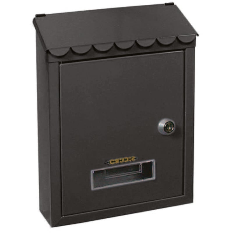 foto del prodotto sicuro cassetta postale media con tetto e chiave a cilindro nera cm.21x7x30h. colore nero