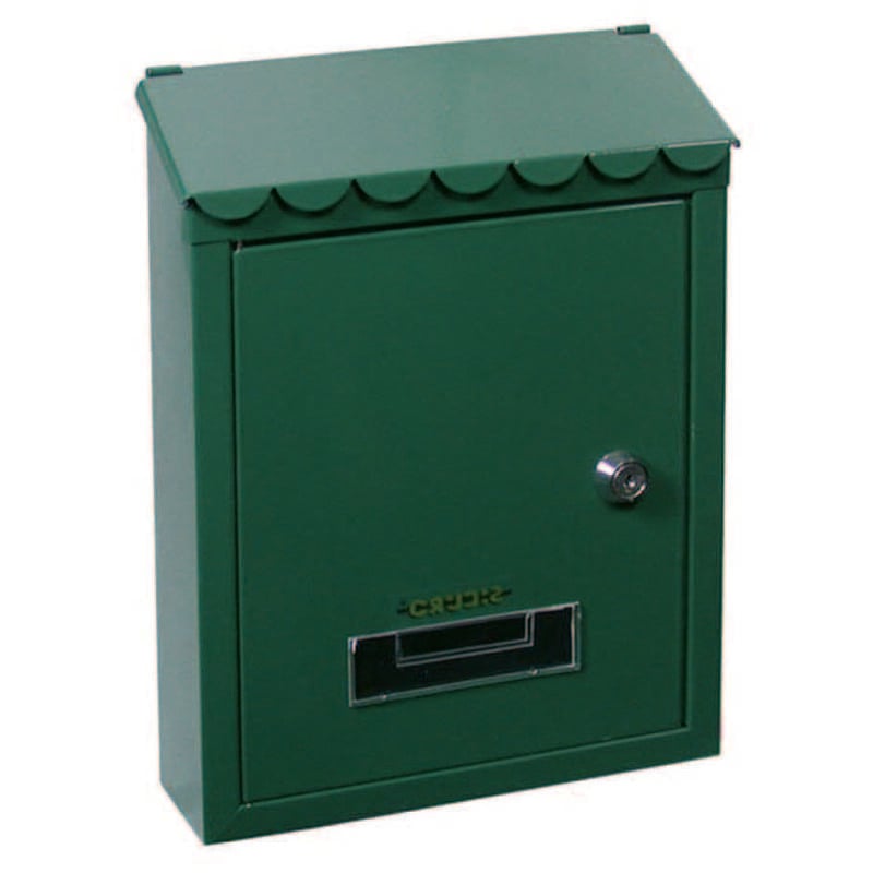 foto del prodotto sicuro cassetta postale media con tetto e chiave a cilindro verde cm.21x7x30h. colore verde