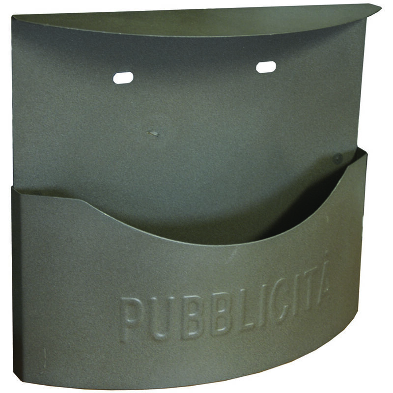 foto del prodotto sicuro cassetta raccogli pubblicita in metallo marsupio grigio ghisa cm.35x14x36h. colore grigio ghisa