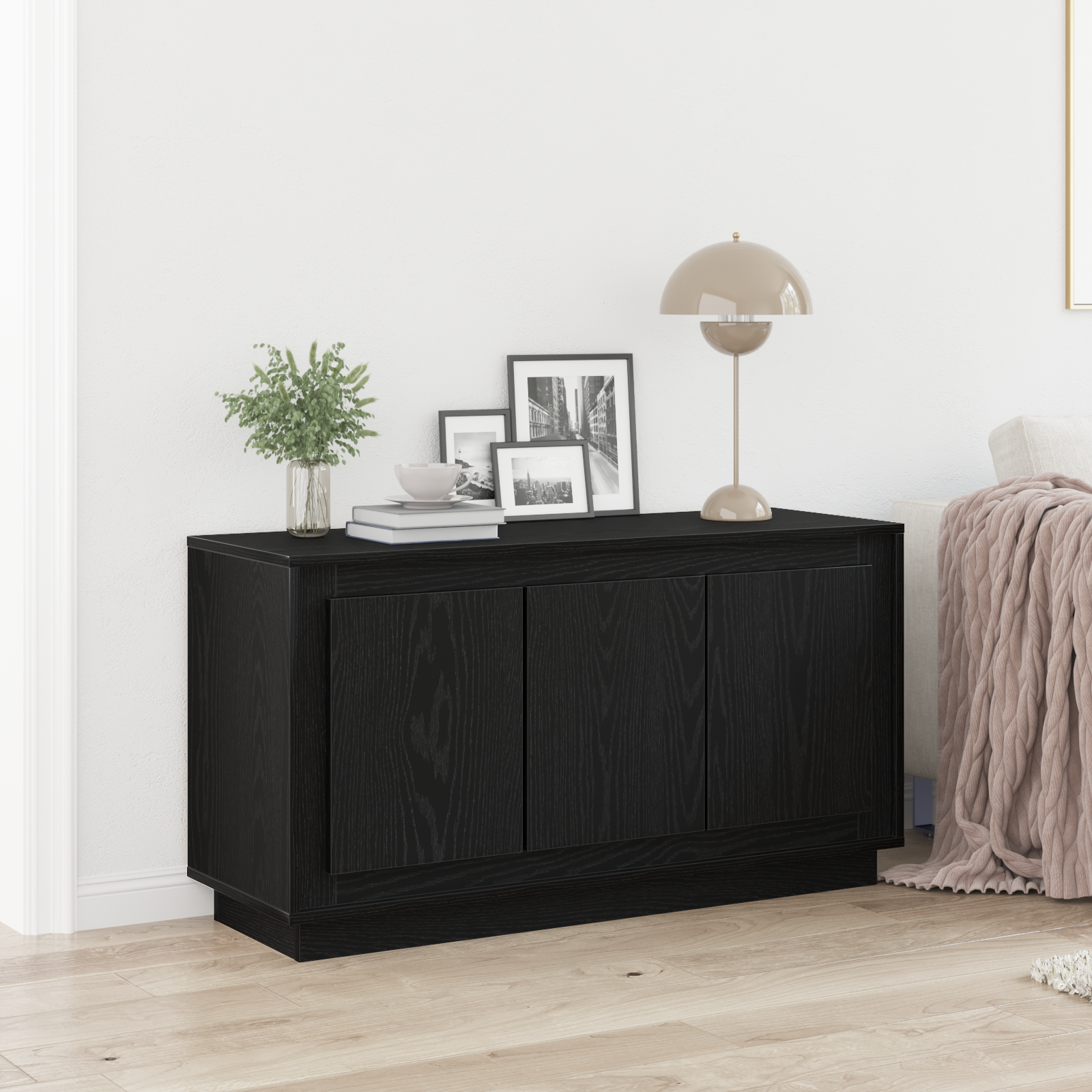 foto del prodotto sideboard nero rovere 102x35x55 cm legno ingegnerizzato