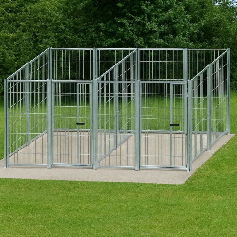 foto del prodotto sider box 2 box per cani da esterno con zincatura a caldo ciascuno da 200x200x altezza 180 cm