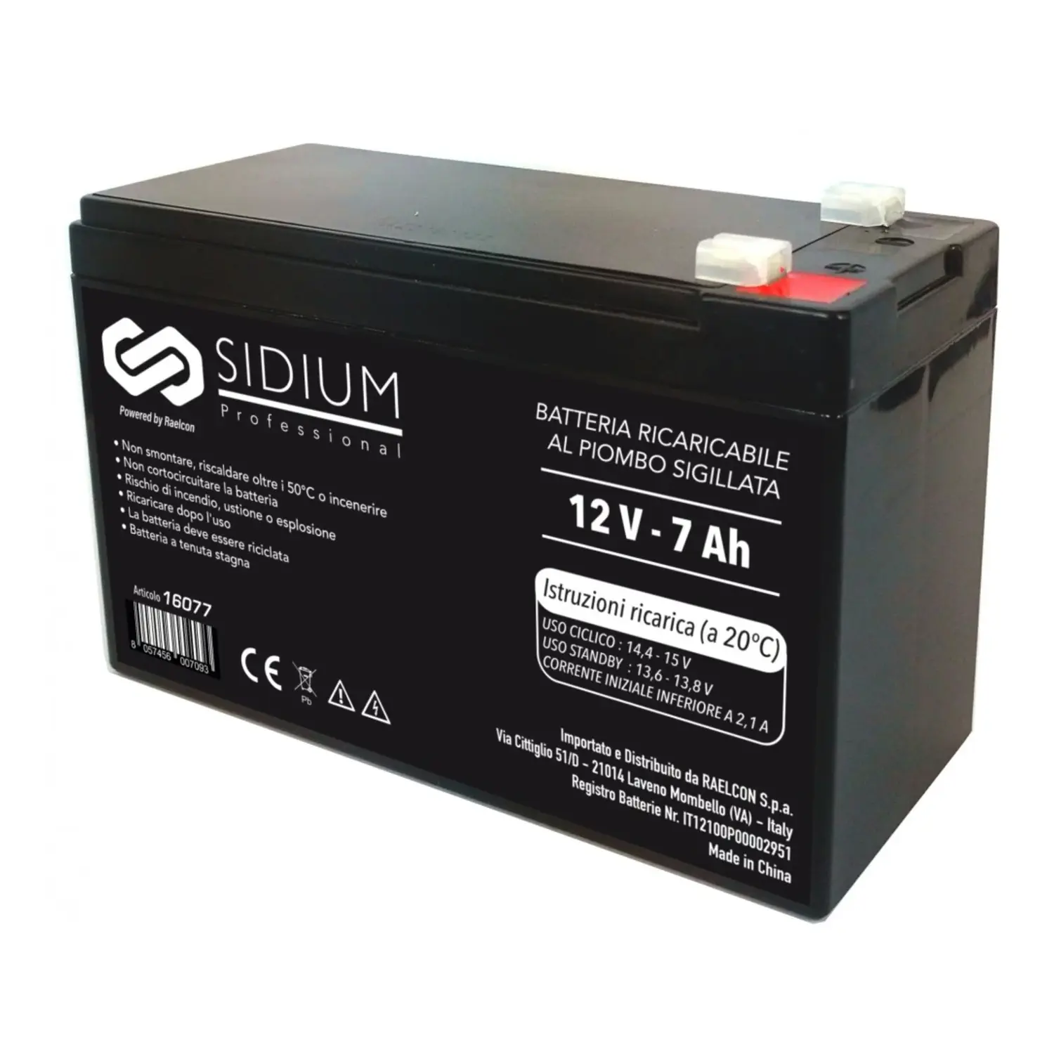 foto del prodotto sidium batteria al piombo ricaricabile centrale allarme antifurto 7ah 12 volt