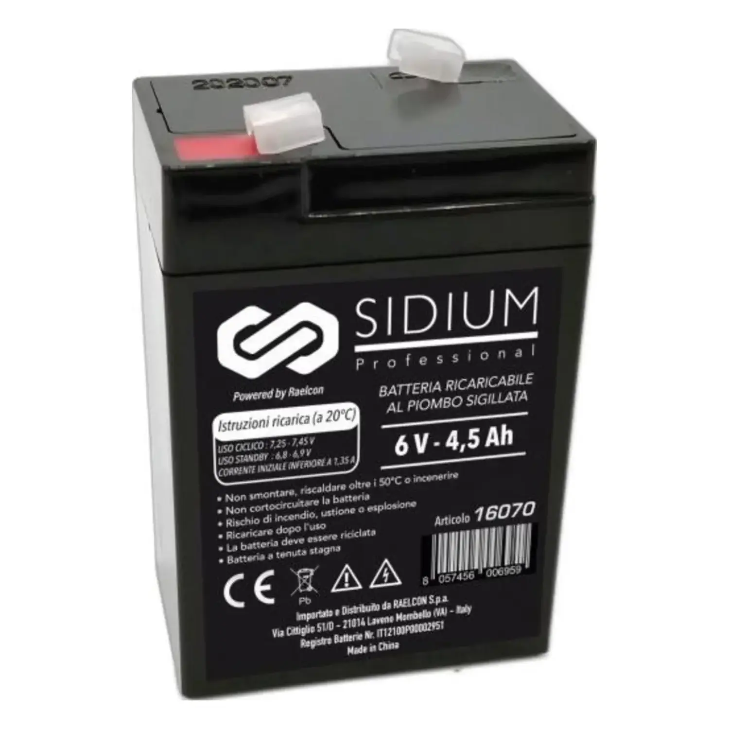 foto del prodotto sidium batteria al piombo ricaricabile lampada emergenza 4,5ah 6 volt