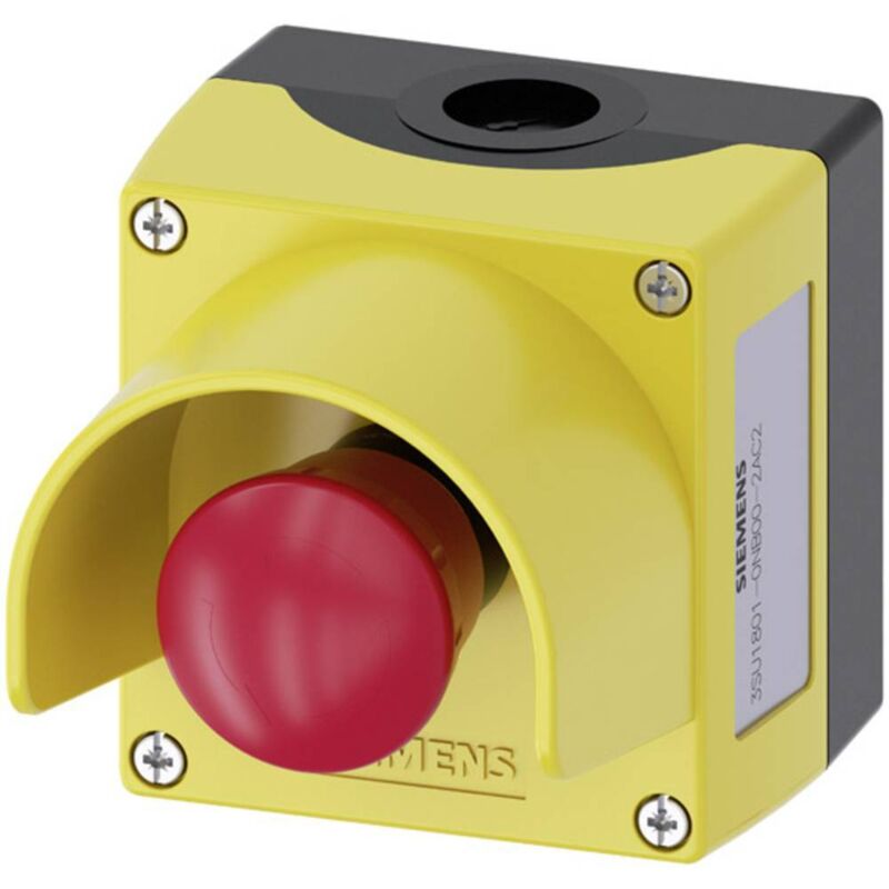 foto del prodotto siemens 3su18010nb002ac2 3su1801 0nb00 2ac2 pulsante a fungo nell alloggiamento , con collare di protezione giallo sblo