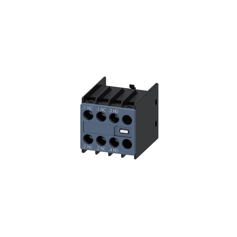 foto del prodotto siemens blocchetto contatti ausiliari 1no 2nc, vie di corrente 1nc, 1no, per contattori ausiliari e contattori per comando motori, s00 s0