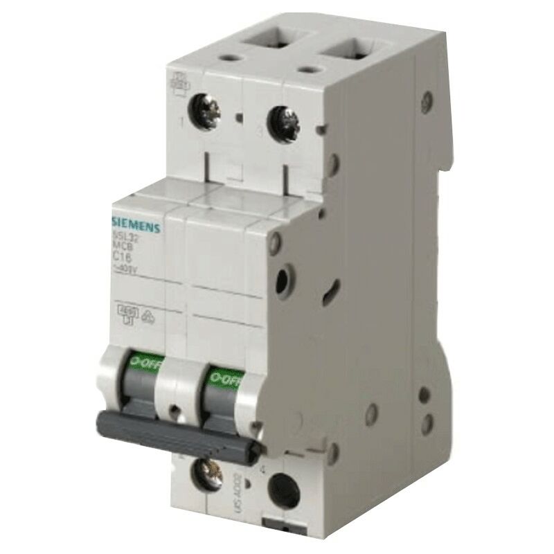 foto del prodotto siemens interruttore magnetotermico 2p 16a 4,5ka tipo c 2 moduli 5sl32167