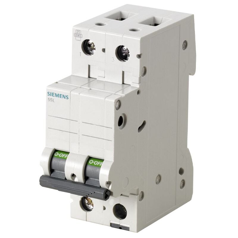 foto del prodotto siemens interruttore magnetotermico 2p 20a 10ka tipo c 2 moduli 5sl42207