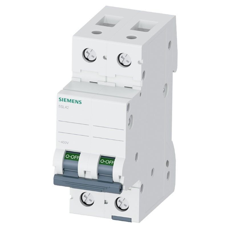 foto del prodotto siemens interruttore magnetotermico 2p 40a 10ka tipo c 2 moduli 5sl42407