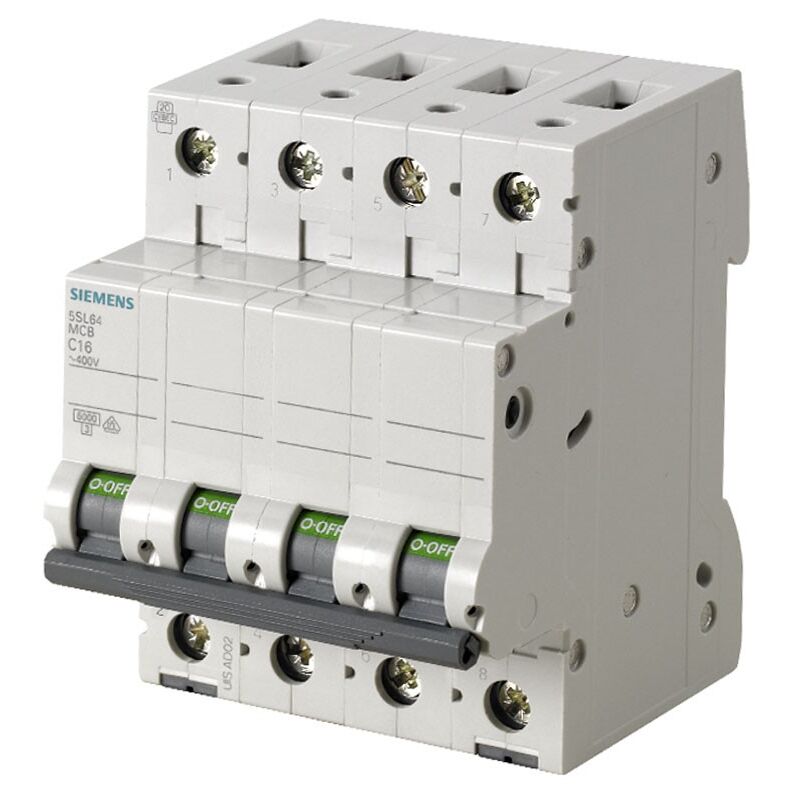 foto del prodotto siemens interruttore magnetotermico 4p 6a 6ka tipo c 4 moduli 5sl64067bb