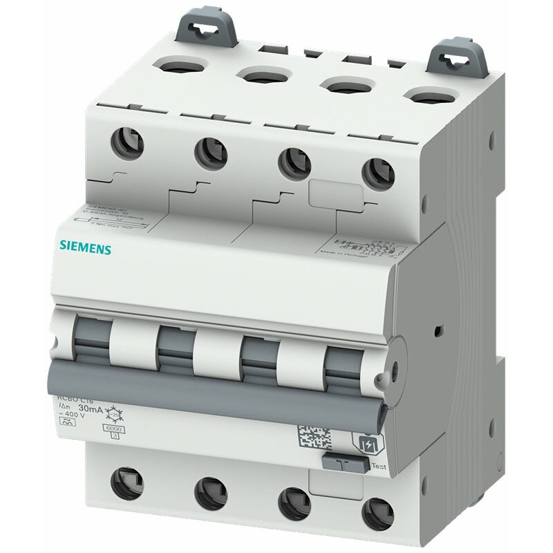 foto del prodotto siemens interruttore magnetotermico differenziale rcbo, 6 ka, 4p tipo a, 300ma, c char, in 25a un 400v