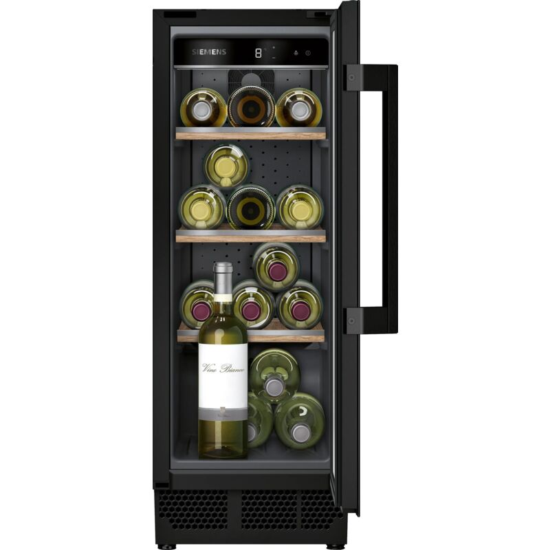 foto del prodotto siemens iq500 ku20wvhf0. posizionamento dell apparecchio da incasso, colore struttura nero, colore interno grigio. capacit bottiglie 21