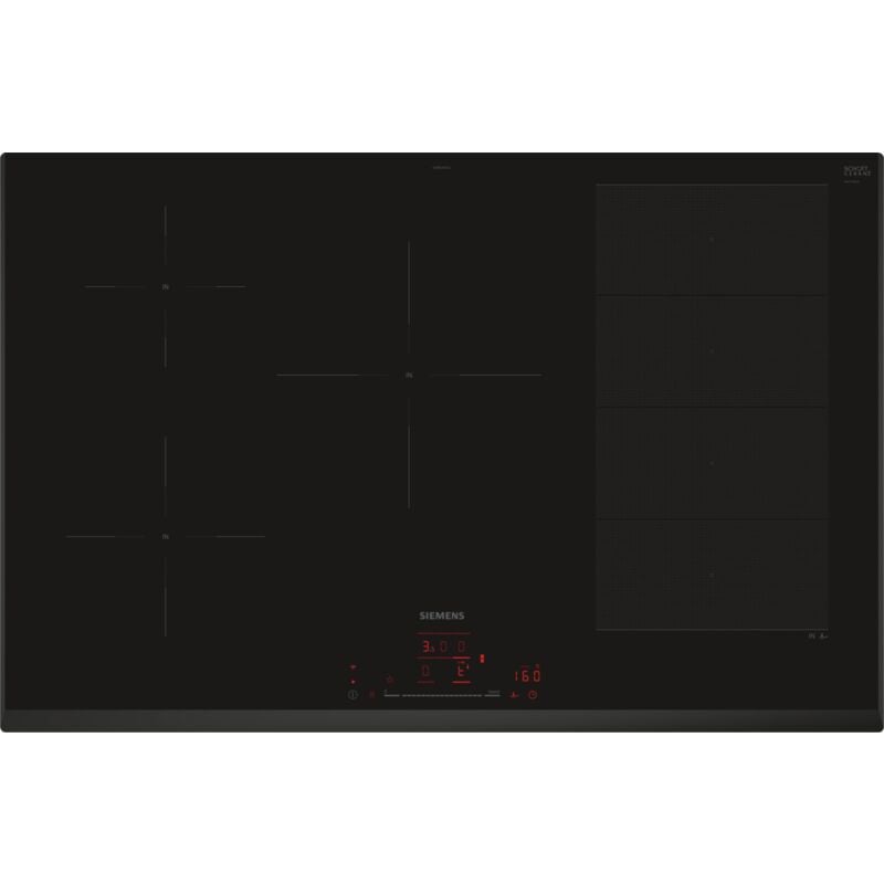 foto del prodotto siemens iq700 ex851hvc1e. colore del prodotto nero, posizionamento dell apparecchio da incasso, dimensione della larghezza del piano cottura 80