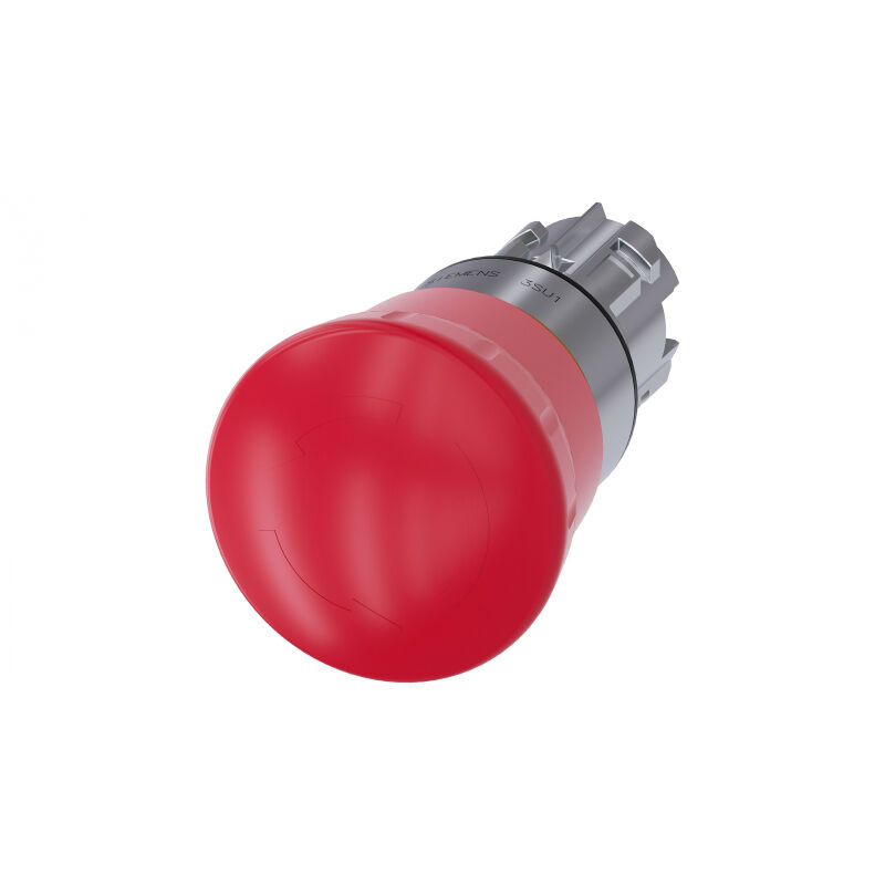 foto del prodotto siemens pulsante a fungo di arresto di emergenza, 22 mm, tondo, in metallo, lucido, rosso, 40 mm, a scatto positivo, acc. secondo en iso 13850,
