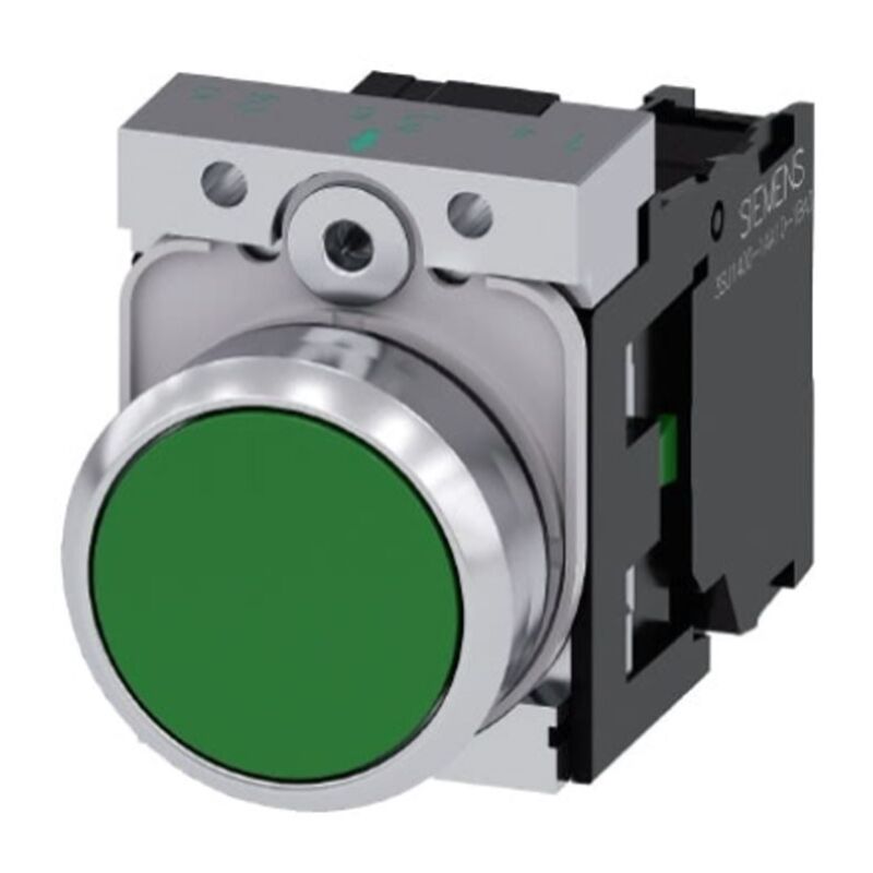foto del prodotto siemens pulsante verde piatto 22mm 1na 3su11500ab401ba0