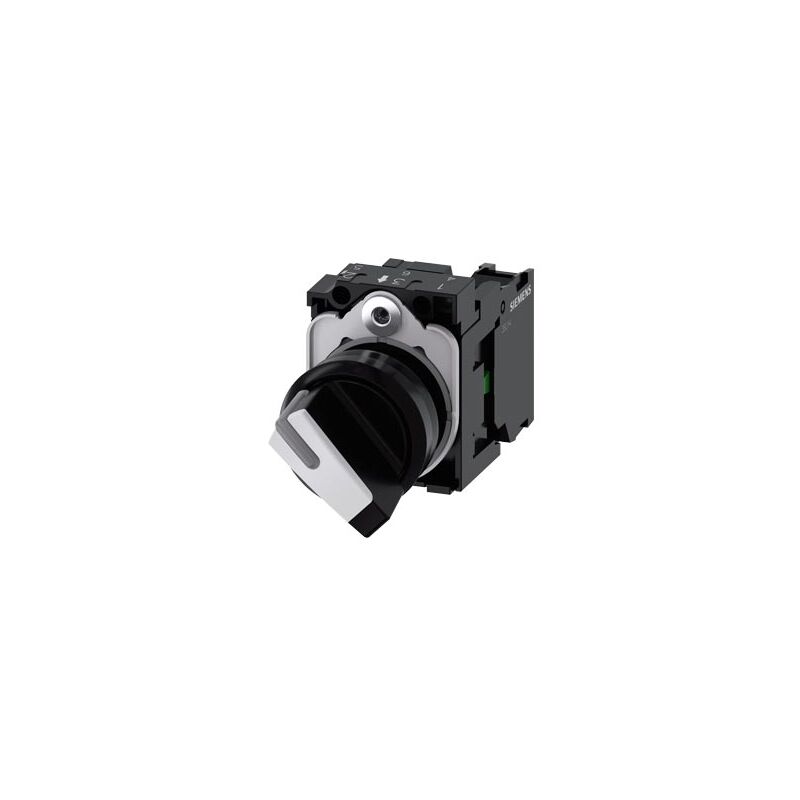 foto del prodotto siemens selettore, illuminabile, 22 mm, rotondo, in plastica, bianco, selettore, corto, 2 posizioni di commutazione oi, a scatto, 10 30h 13 30h,