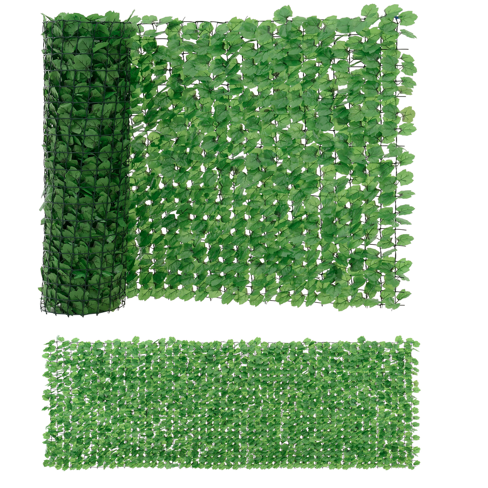 foto del prodotto siepe artificiale efeu con foglie sintetiche per recinto balcone ringhiera tappetino verde 300x100 cm neu.haus 