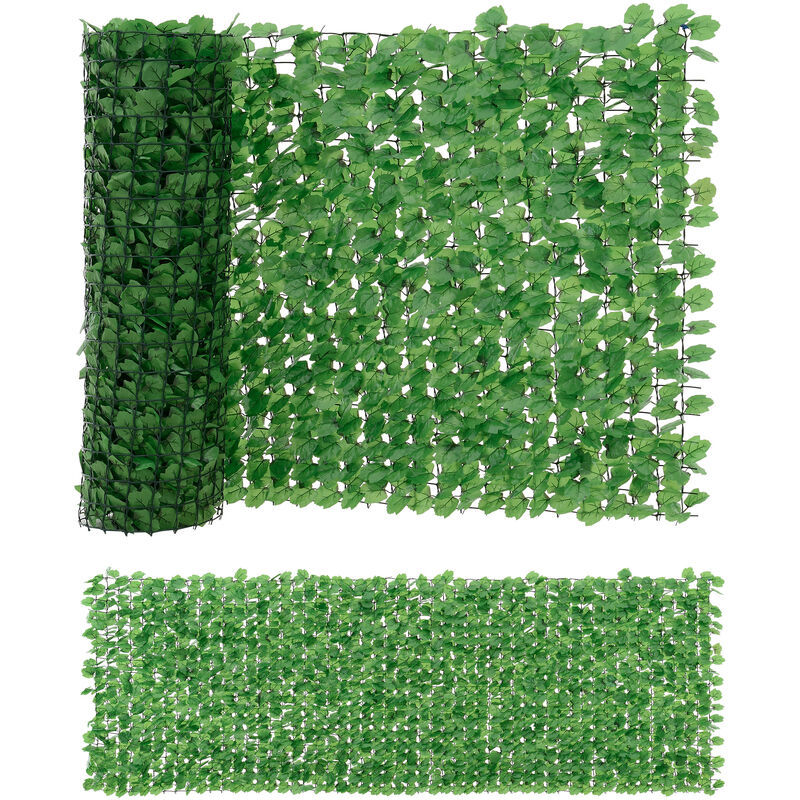 foto del prodotto siepe artificiale efeu con foglie sintetiche per recinto balcone ringhiera tappetino verde 300x150 cm neu.haus 