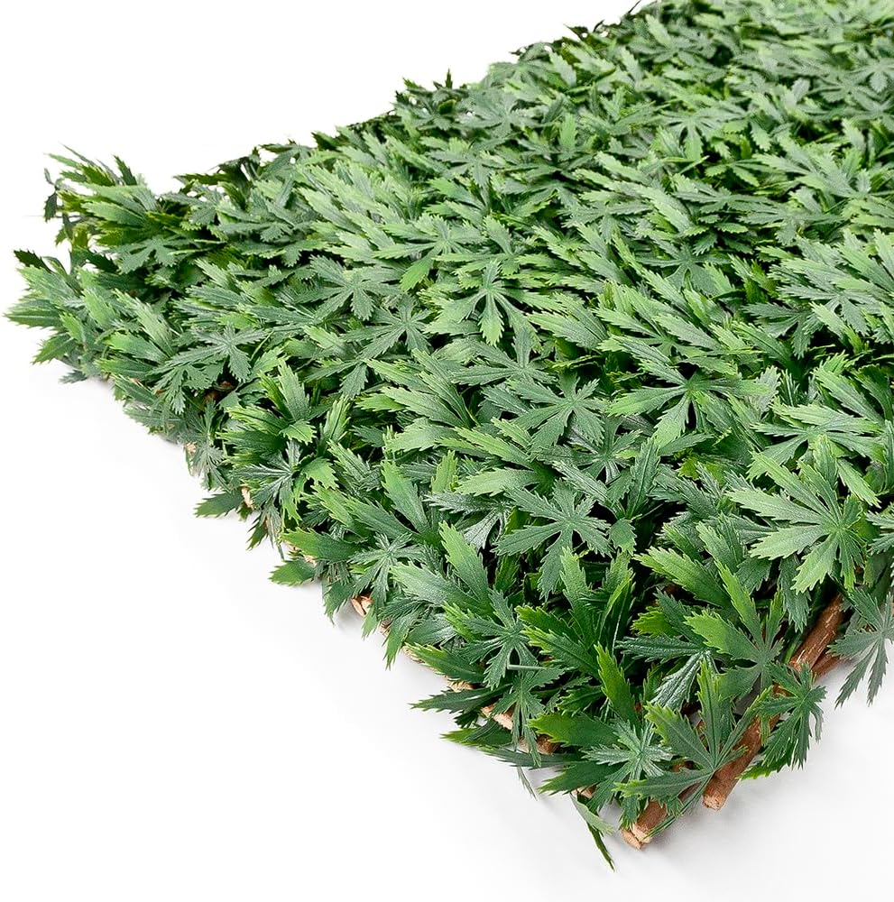 foto del prodotto siepe artificiale estensibile foglie 3d recinto 100x200 cm separè divisore traliccio legno