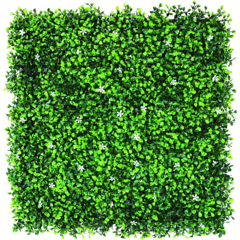 foto del prodotto siepe artificiale finta da parete 50x50 bosso fiorito