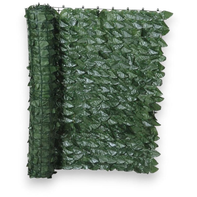 foto del prodotto siepe artificiale per terrazzo e giardino con foglie in resina e supporto in pvc mt 1.5x3