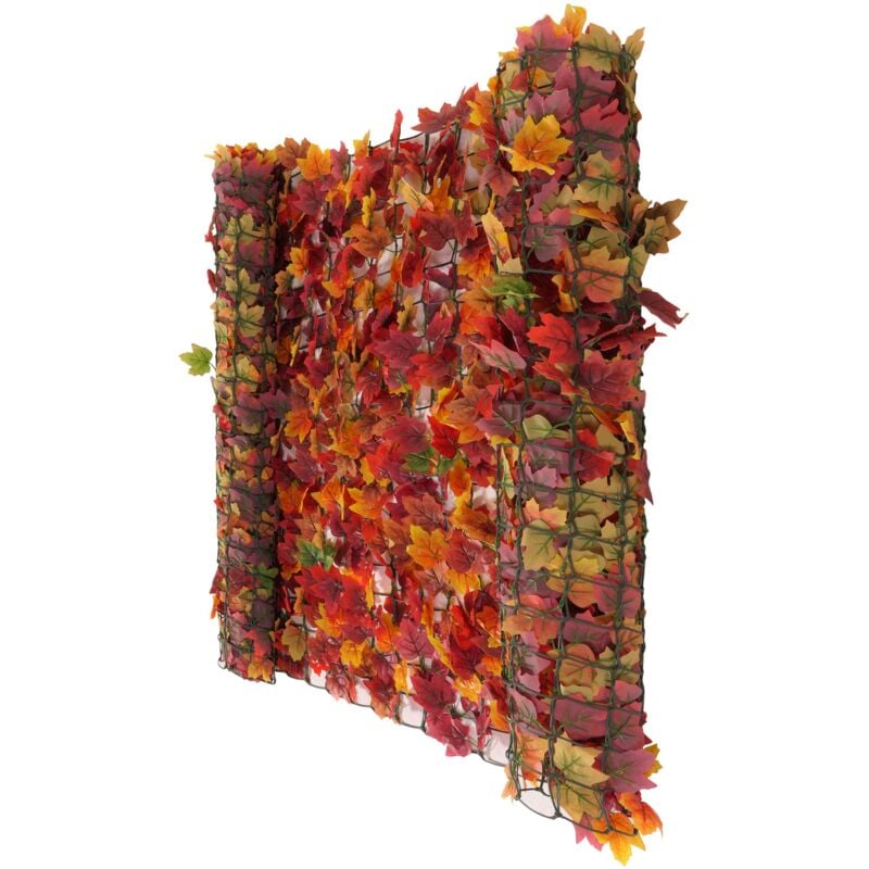 foto del prodotto siepe artificiale privacy balcone giardino rete decorativo n77 poliestere acero rosso giallo 300x150cm
