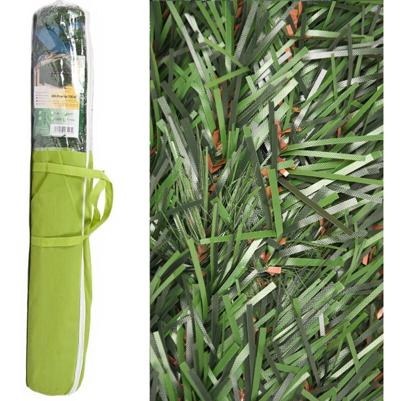 foto del prodotto siepe artificiale tricolore 126 aste a strisce sottili 1 x 3 metri, occultamento al 100 .