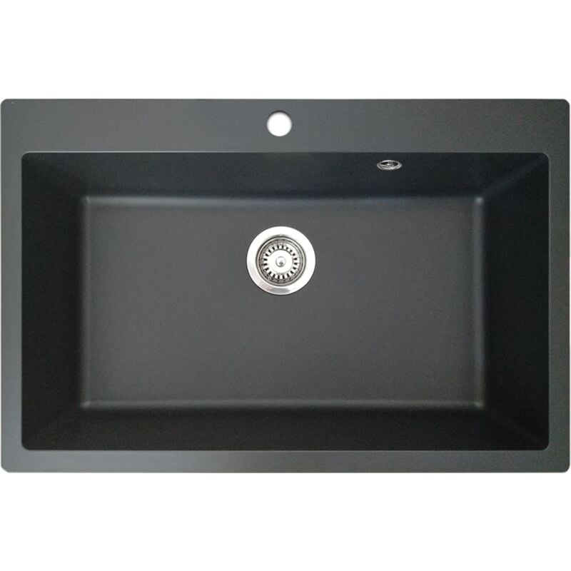 foto del prodotto sierra lavello 1 sola vasca grande 76x50 in resina nera essebagno