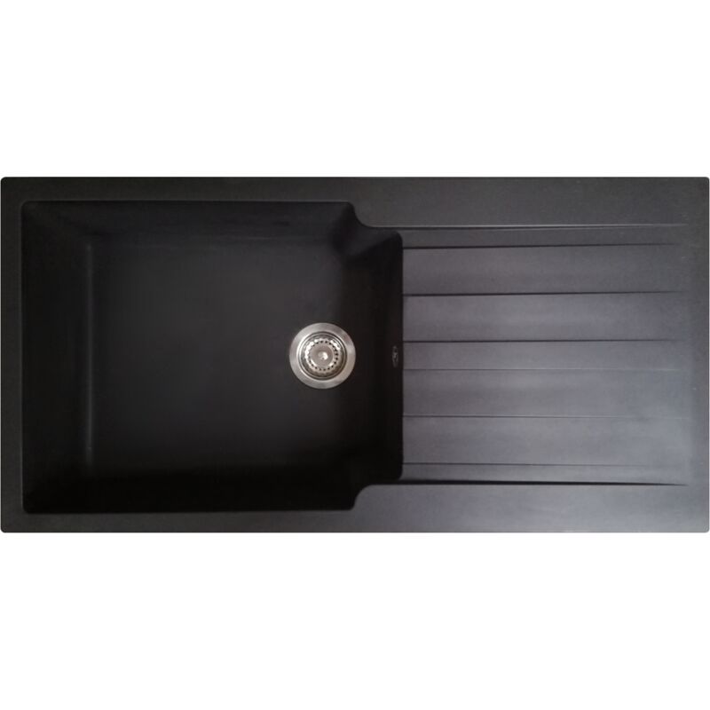 foto del prodotto sierra lavello 1 vasca grande 1 scarico in resina nera essebagno