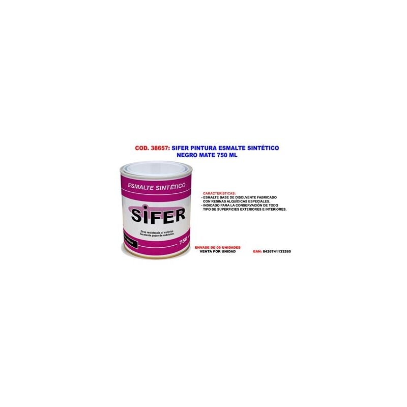 foto del prodotto sifer smalto sintetico nero opaco 750 ml