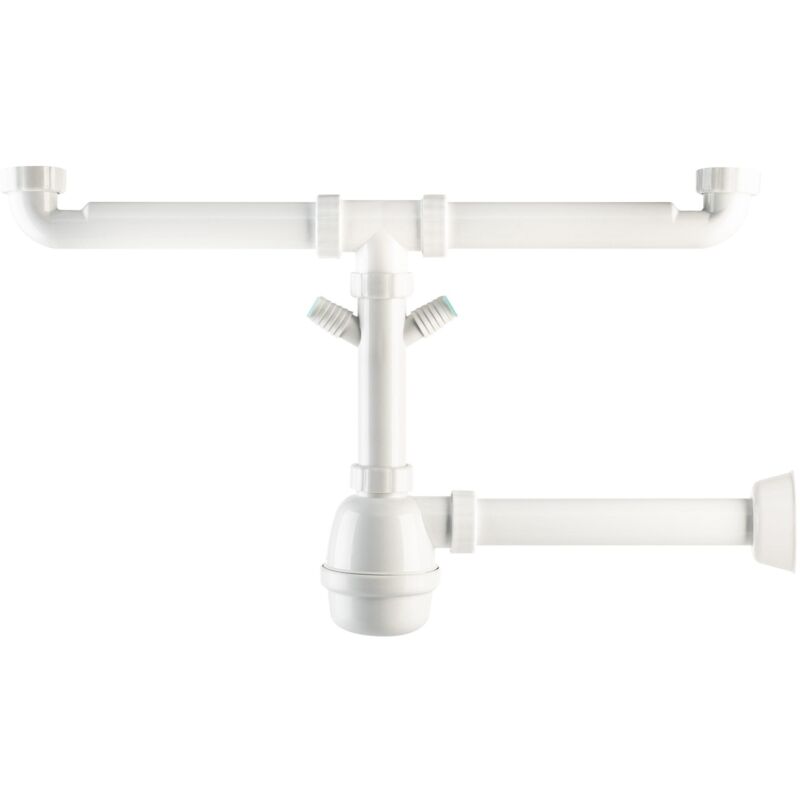 foto del prodotto sifone 2 vie con ghiere e attacchi lavatrice polipropilene omp tea 208.664.6
