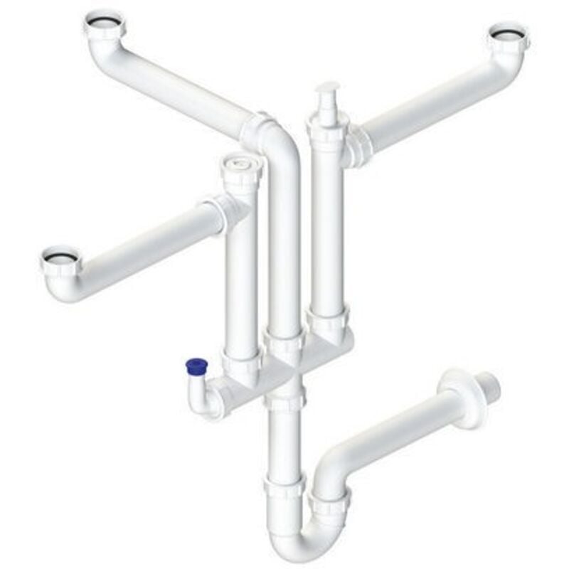 foto del prodotto sifone a 3 vie con doppio attacco lavastoviglie 1 1/2