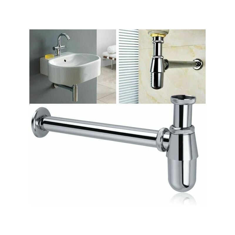 foto del prodotto sifone a bottiglia lavandino scarico 1 1 4 lavabo cromato con rosone art.69373