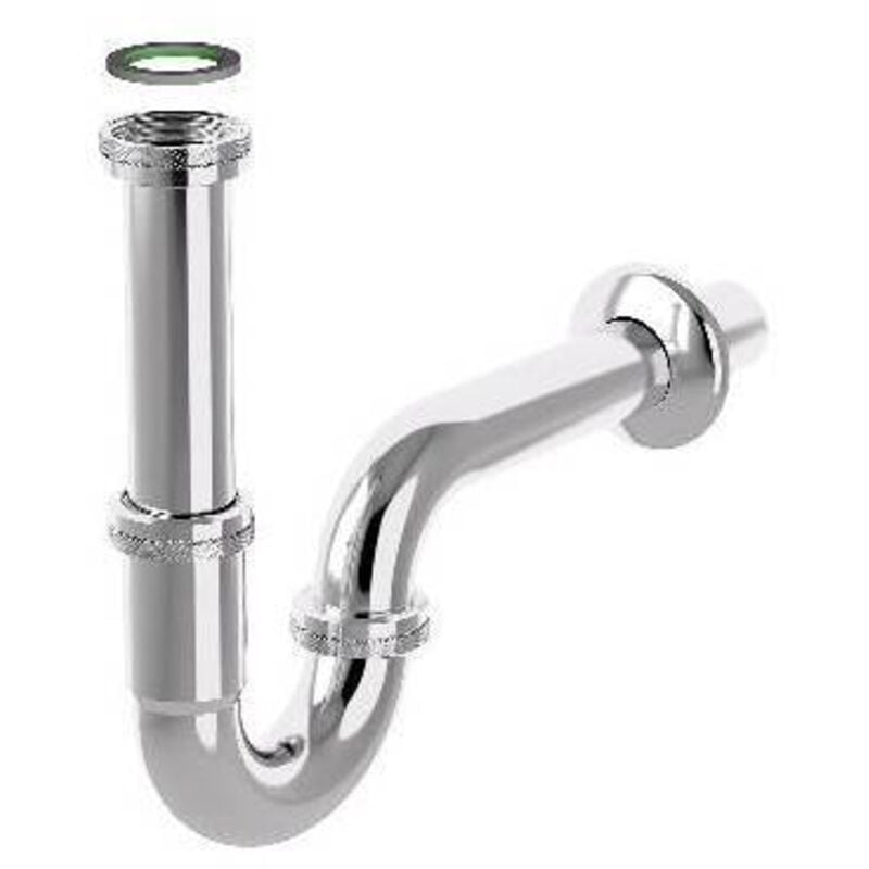 foto del prodotto sifone a p in acciaio tubular inox cromato 1 1/4 x 32 mm bonomini