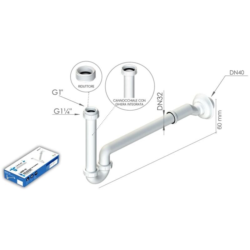 foto del prodotto sifone autopulente con eccentrico per lavabo e bidet ds211 33