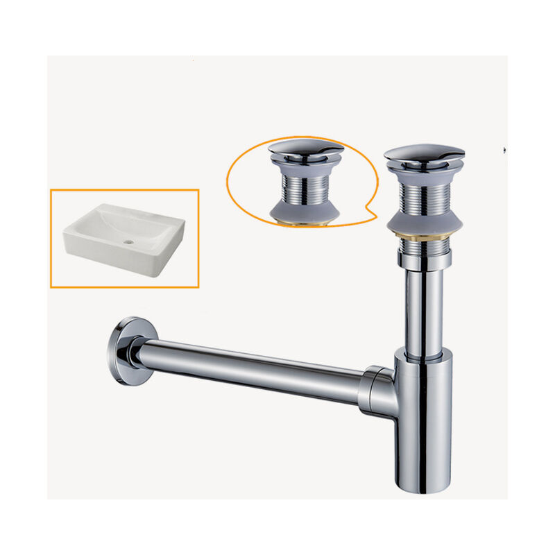 foto del prodotto sifone cilindrico per lavabo con troppopieno in ottone cromo