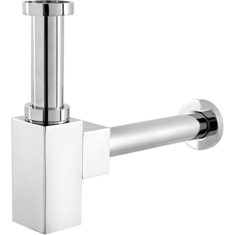 foto del prodotto sifone di scarico quadrato ottone cromato universale regolazione 130 300 mm