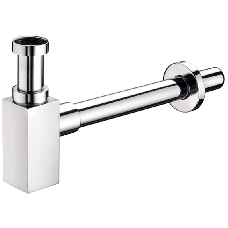 foto del prodotto sifone di scarico quadro cromato 1 1 4 cromo