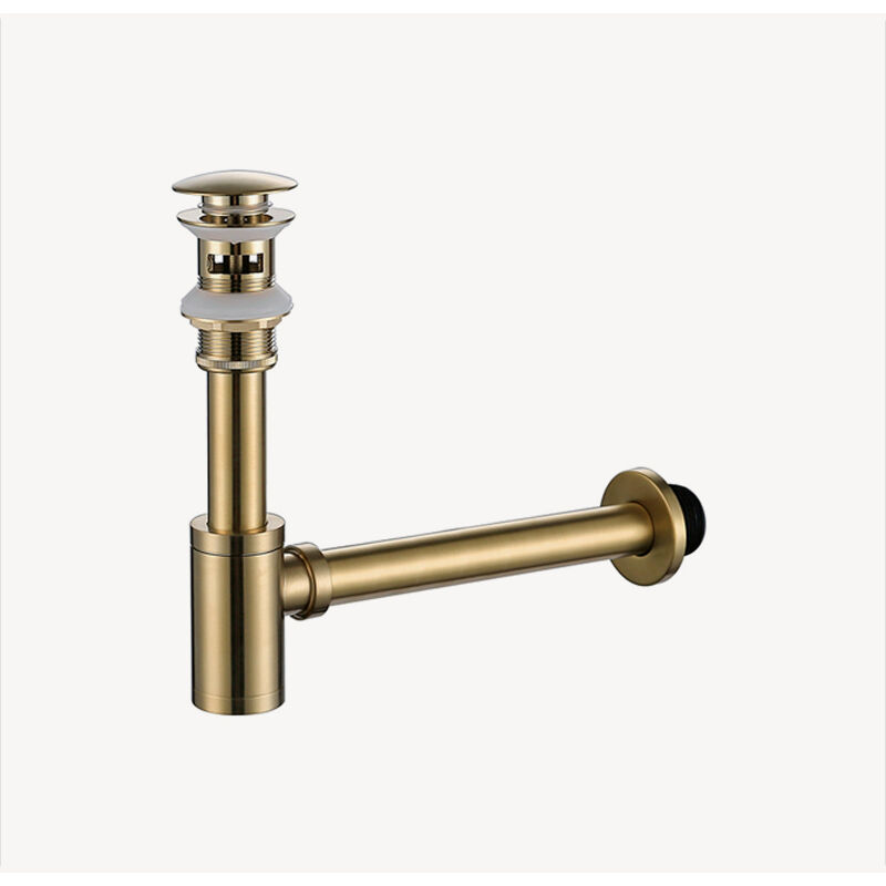foto del prodotto sifone in ottone scarico per lavabo senza troppopieno oro spazzolato