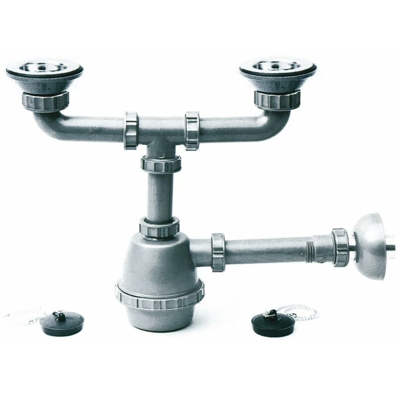 foto del prodotto sifone in plastica a 2 vie con pilette mis. 1.1 4